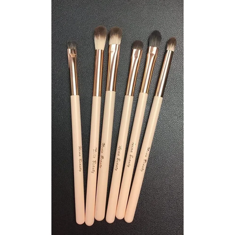 6 Pcs Pink Professional Blending Soft Hairs Eye Makeup Brush Set & Wood Handle